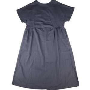 NAVY BLUE POLYESTER MIDI DRESS ELASTIC WAIST SHORT SLEEVE WOMENS XL